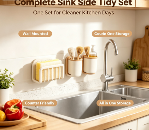 Stainless Steel Kitchen Sink Organizer - Professional Dish Sponge and Brush Drainer Rack