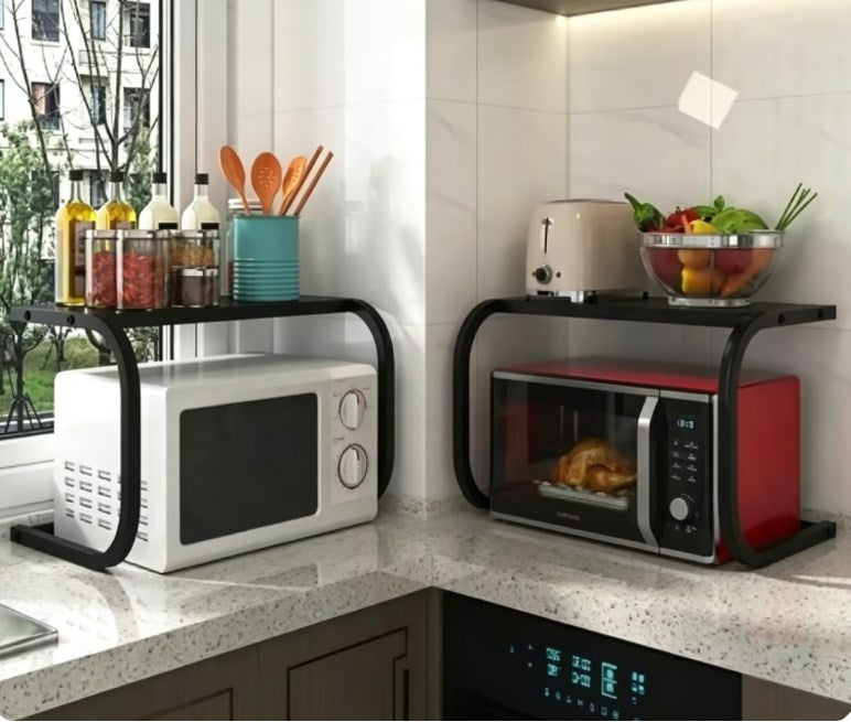 Elite Carbon Steel Kitchen Command Center – Heavy-Duty 2-Tier Appliance Elevator & Countertop Organizer for Microwaves & Air Fryers