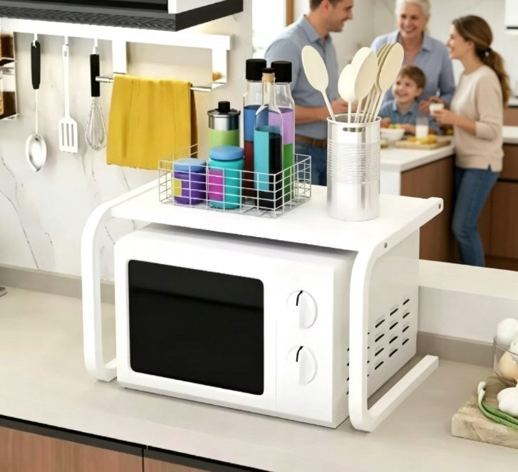 Elite Carbon Steel Kitchen Command Center – Heavy-Duty 2-Tier Appliance Elevator & Countertop Organizer for Microwaves & Air Fryers