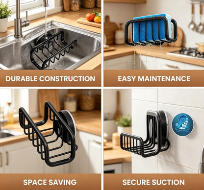 TAILI Professional Sink Caddy – Premium Stainless Steel Sponge & Scrubber Organizer, Instant-Drain Kitchen Rack for Soap, Brushes, and Dishcloths
