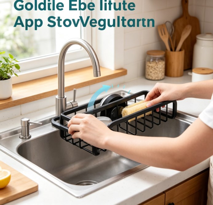 TAILI Professional Sink Caddy – Premium Stainless Steel Sponge & Scrubber Organizer, Instant-Drain Kitchen Rack for Soap, Brushes, and Dishcloths
