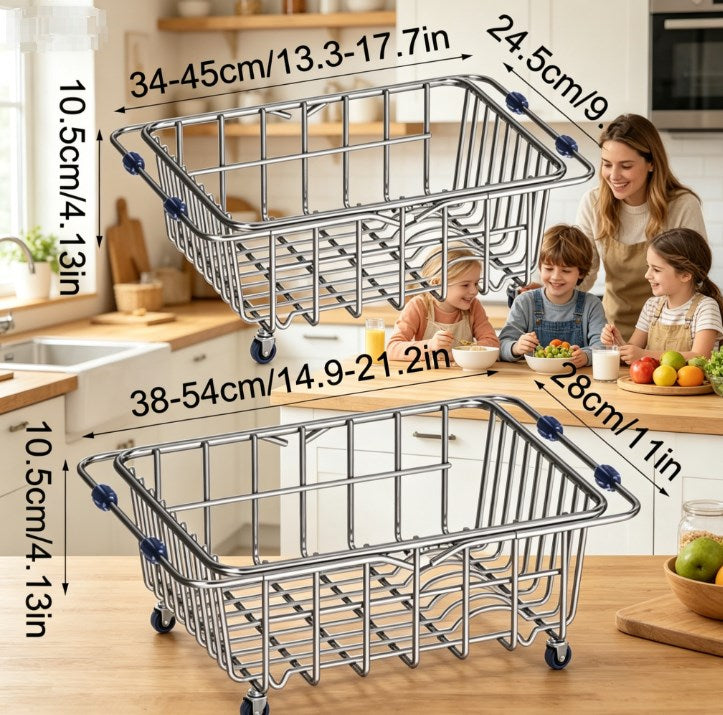 Universal Telescopic Sink Drain Rack – Premium Stainless Steel Dish Drying Rack & Countertop Organizer, Expandable Non-Slip Design for Kitchen & Bathroom