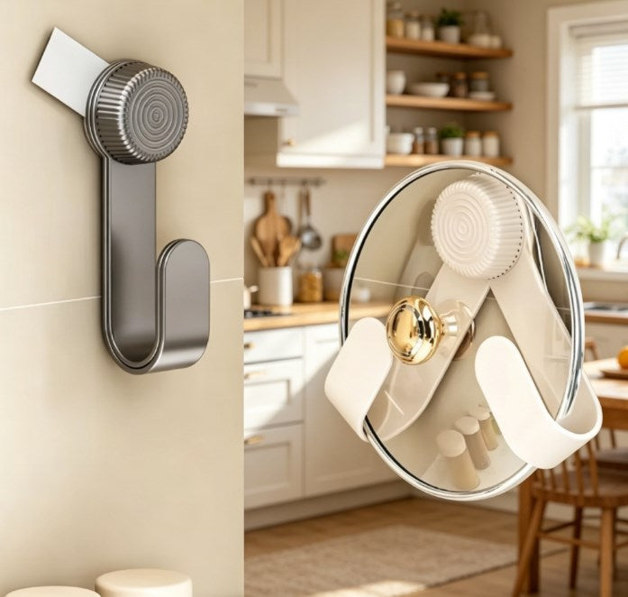 Universal Wall-Mounted Pot Lid & Cutting Board Holder – Heavy-Duty Multi-Purpose Kitchen Organizer with Punch-Free Instant Installation