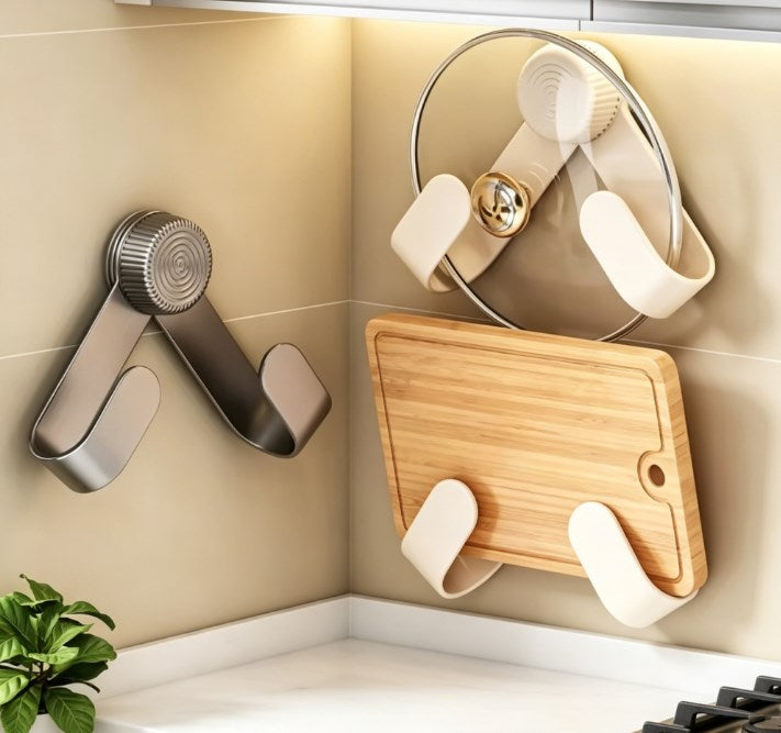 Universal Wall-Mounted Pot Lid & Cutting Board Holder – Heavy-Duty Multi-Purpose Kitchen Organizer with Punch-Free Instant Installation