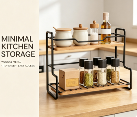 Dual-Layer Stainless Steel Organizing Rack - No-Drill Countertop Storage Stand for Kitchen, Bath, and Bedroom