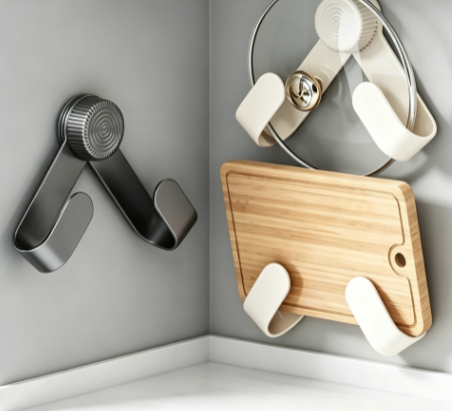 No-Drill Hanging Pan Cover Bracket - Heavy-Duty Kitchen Utensil Storage Rack for Lids and Boards
