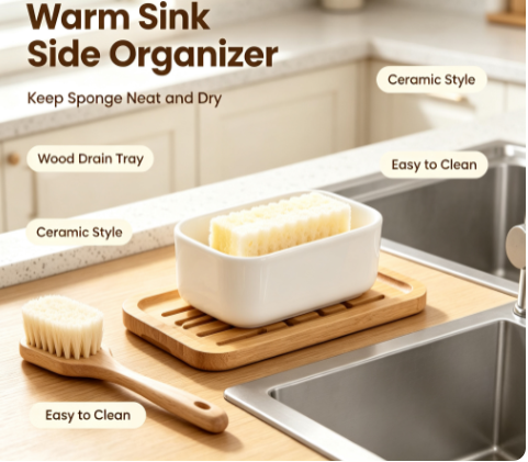 Stainless Steel Kitchen Sink Organizer - Professional Dish Sponge and Brush Drainer Rack