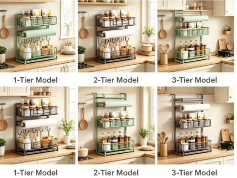 Heavy-Duty Magnetic Utility Shelf - Side-Mounted Kitchen Organizer for Jars and Kitchen Rolls