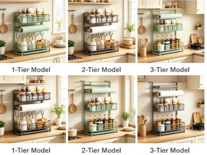 Heavy-Duty Magnetic Utility Shelf - Side-Mounted Kitchen Organizer for Jars and Kitchen Rolls
