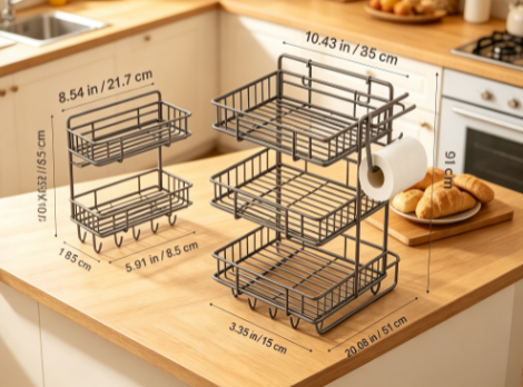 Heavy-Duty Magnetic Utility Shelf - Side-Mounted Kitchen Organizer for Jars and Kitchen Rolls
