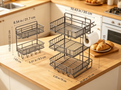 Heavy-Duty Magnetic Utility Shelf - Side-Mounted Kitchen Organizer for Jars and Kitchen Rolls